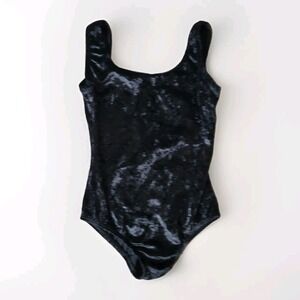 Vintage 90s Capezio Girl's Black Velour Leotard Sz Medium‎ (Girl's 4-5) Dance